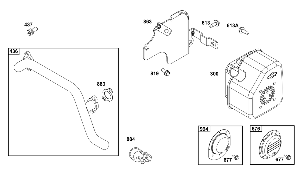 Exhaust Group Diagram and Parts List for 356447-0687-G1 200000 - 399999 Briggs and Stratton Engine